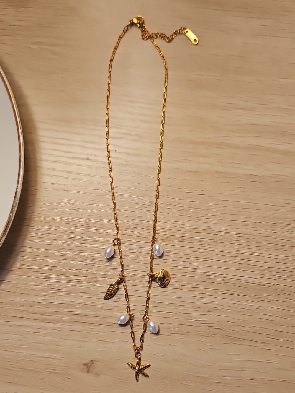 Gold-Tone Pearl & Sea Charm Necklace - Starfish Pendant